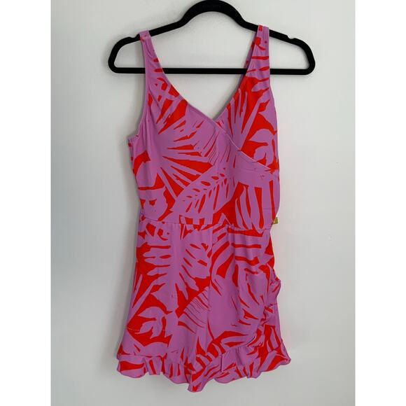 AmberNoon II by‎ Dr. Erum Ilyas UPF 50 Palm Leaf Printed Wrap Swim Dress - Picture 3 of 6